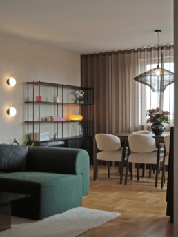 Projekt mieszkania na Żoliborzu - Projekt jadalnia i salon