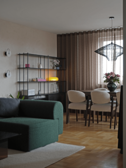 Projekt mieszkania na Żoliborzu - Projekt salonu