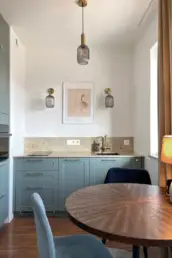 Projekt małej kuchni Warszawa - aranżacja w kolorze mint